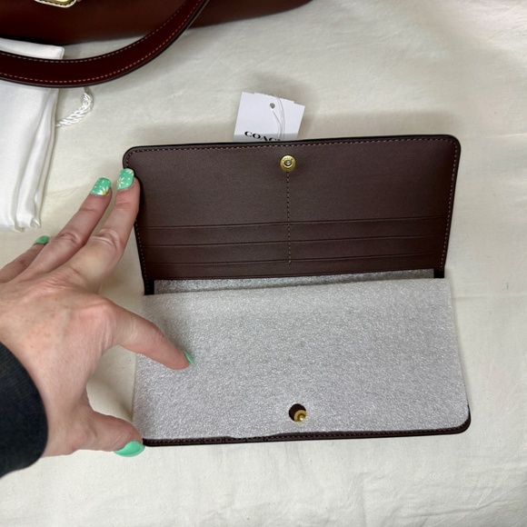 COACH Large Kisslock Frame Bag, Wallet, Bag Chain NEW W/TAGS Dark Brown CBR51 - Picture 6 of 15